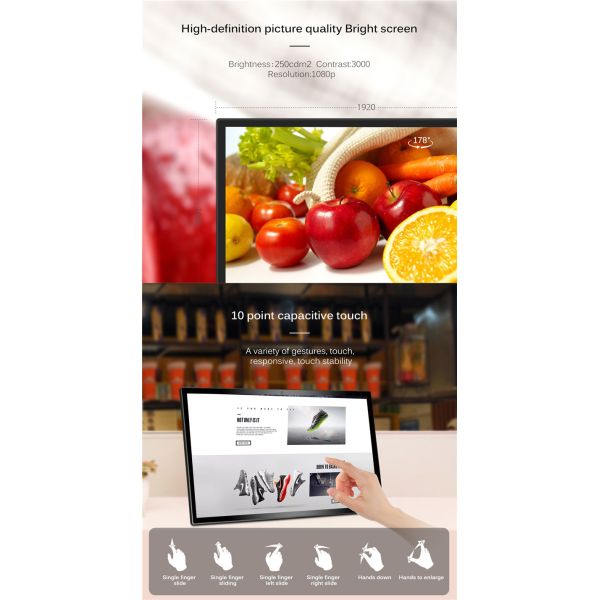 21.5'' 23.8'' 27'' 32'' 43''Hotel Restaurant Interactive Digital Signage Display With Metal Housing Wifi 4G LTE Optional