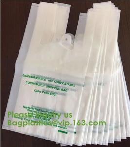 China BIODEGRADABLE PVA PLASTIC WATER SOLUBLE VEST HANDLES BAG, COMPOSTALE PLA+PBAT CORN STARCH POTATOES STARCH ECO FIRNEDLY on sale