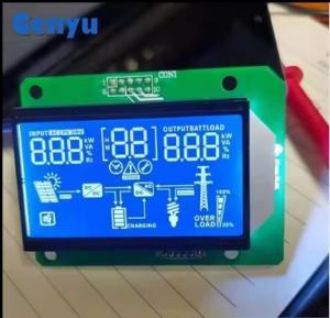 Custom Segment LCD Display HTN Blue Negative White Characters 12 O'Clock Viewing