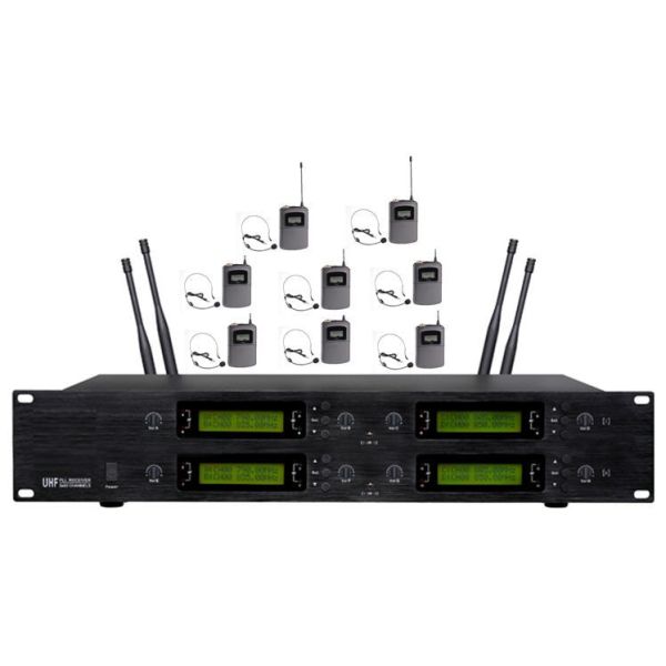 8 Channel UHF Wireless Microphone System LCD