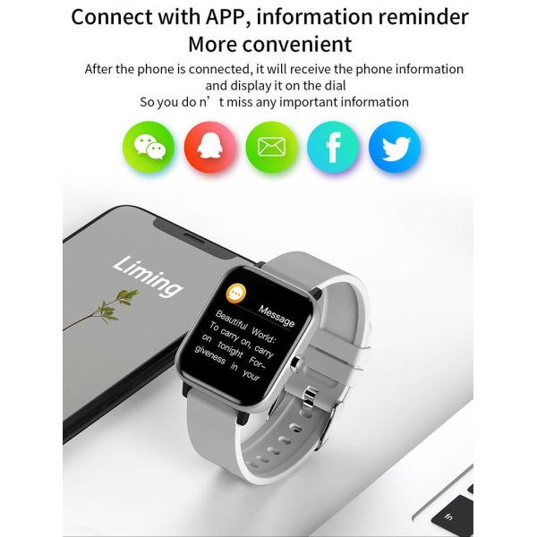 180mAh Bluetooth IOT Devices Fitness Smartwatch BT Music Calories Burn For Workout