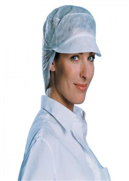 Quality White Color Disposable Head Cap Damp Proof Multi Size With Peak And Hair Net for sale