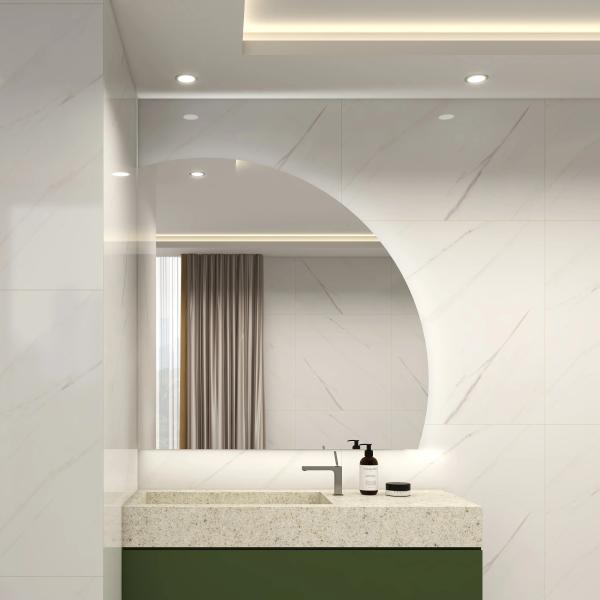 Quality High Definition Bathroom Mirror With Lights Mildew Proof Half Moon Backlit Mirror for sale
