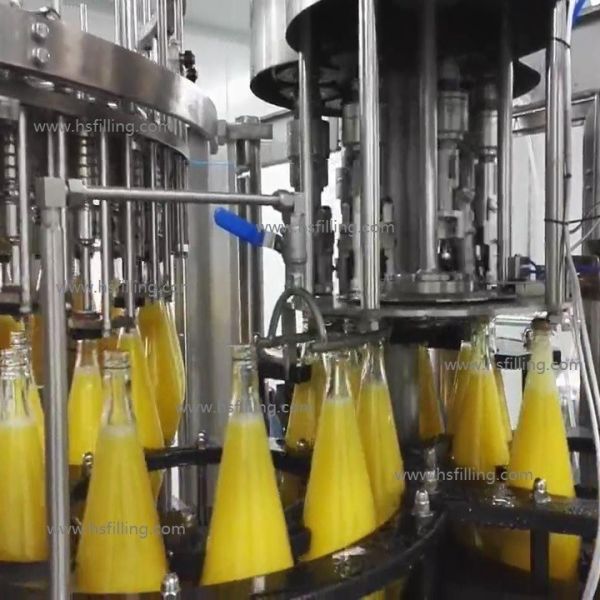 SGS Certified 10000BPH Glass Bottle Juice Filling Machine automatic tree in one bottle capper machine
