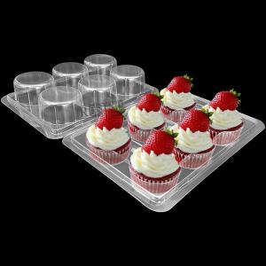 Wholesale Customized 6 Hole Clear Hinged Cupcake Containers Rectangle With Lid from china suppliers