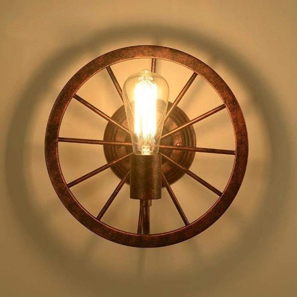 Metal Vintage Filament Bulb Wall Lights E27 Round Turntable Style Energy Saving