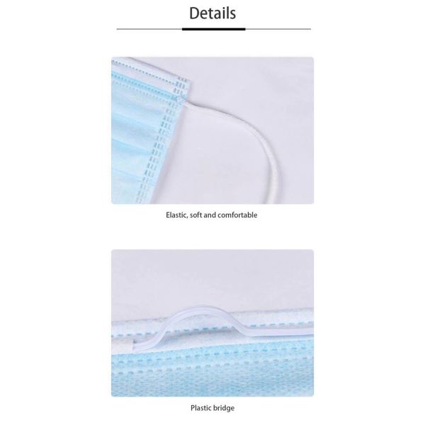Earloop White Blue Safety 3 Ply Face Mask Suppliers Disposable Face Mask For Workers2