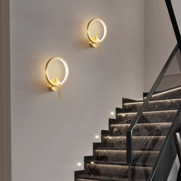 Minimalist copper wall lamp bedroom bedside lamp modern simple living room background wall lamp hotel villa stair corridor lamp