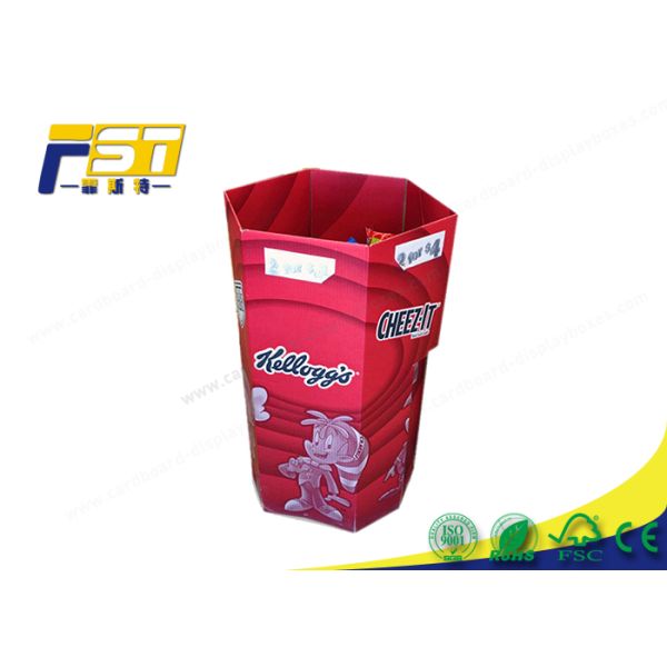 4C Color Cardboard Dump Bins Recyclable OEM / ODM Printed For Snack Promotion