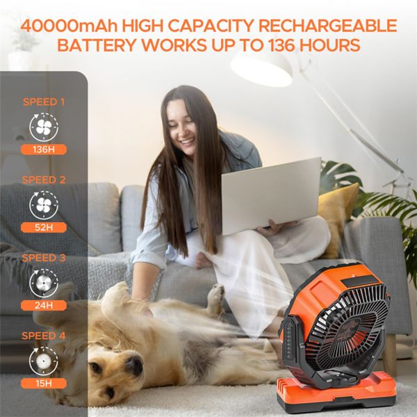 Socool Fan 40000mAh Outdoor Camping Remote Fan Rechargeable Battery Included Versatile Personal Fan With 5 Speed Levels