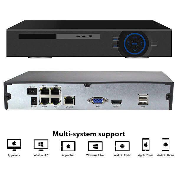 Hot Selling H.265 1080P Outdoor tube Security IP Camera 4channel POE NVR Kit