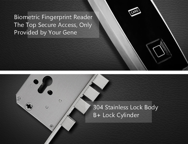 High Security Keypad Code Door Lock Biometic Semiconductor Fingerprint Reader