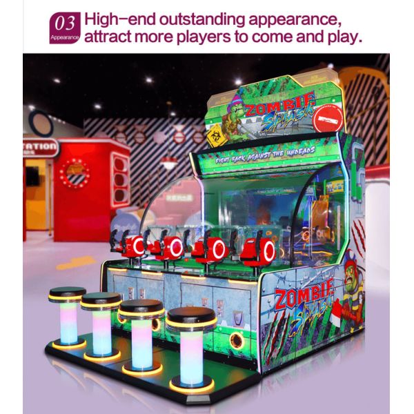700W Ticket Redemption Game Machine Coin Op Zombie Splash - 4 Players Ball Shooting Game Arcade Machine