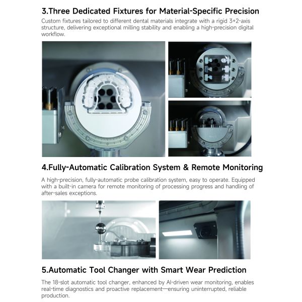 8 Pro 5-Axis Dental Milling Machine 60,000 RPM 18-Tool Capacity for Zirconia PMMA