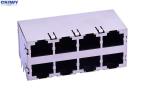Double Layer RJ45 Network Connector Socket 8 Port 8p8c 90 Degrees