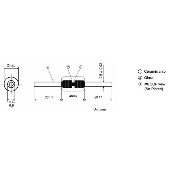 High Stability DIP Power NTC Thermistor Glass Sealed 500 R / ohm to 2M R / ohm