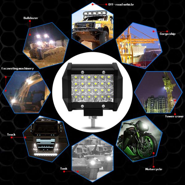 72w 24v Led Spotlight Vehicle LED Work Lights 4 Inch 4 Row 4x4 Spotlights