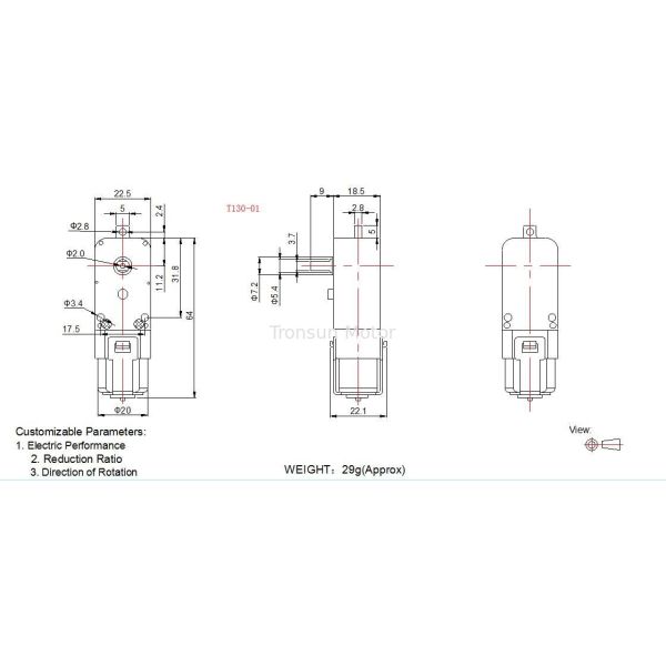 Lightweight Plastic Gear Motor Different Reduction Ratio T130 DC Motor For Kids DIY Toys
