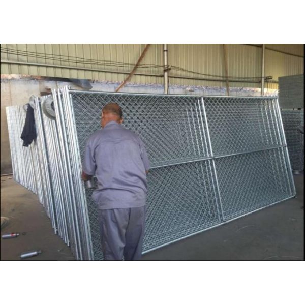 Construction Portable 8 Ft Chain Link Fence Panels Low Carbon Steel Wire