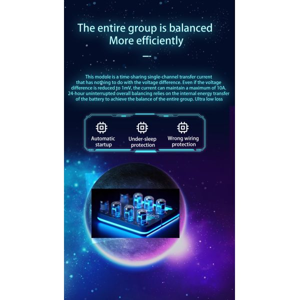 Li-Ion Lifepo4 Active Cell Balancer BMS 10A Battery Equalizer 200A 2S - 24S