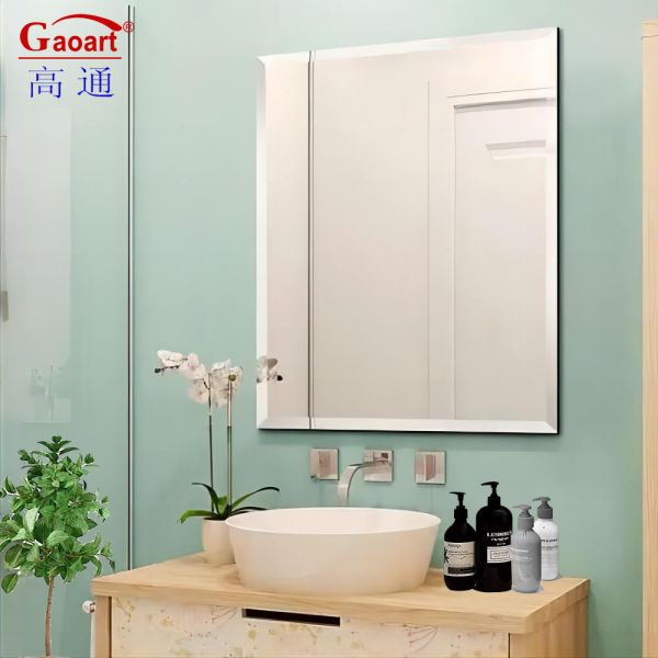 Customized Size Glass Mirror Wall Adhesive Magic Frameless Salon Bathroom Wavy Mirror