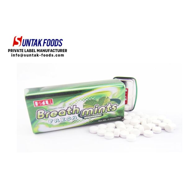 Strongest Healthy Breath Mints For Dental 2 Layers Color , Mint Green Candy