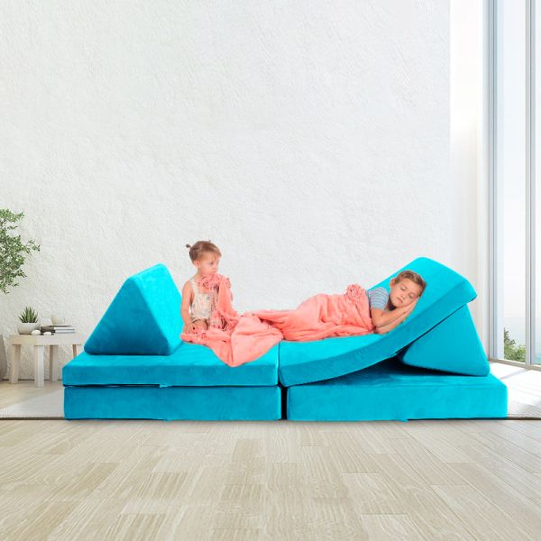 Blue High Density Foam Play Foam Couch Furniture 11KG For Homeschool