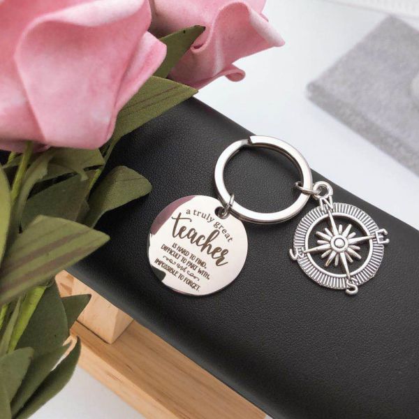 Stainless Steel Custom Shaped Keychians Teacher'S Day Thanksgiving Key Chain Pendant