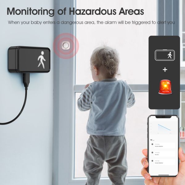 WiFi Human Presence Sensor 24GHz with Tuya App Control, Breathing Light Design, Millimeter Wave Motion Detection, and Enhanced Smart Home Integration