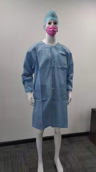 Quality S&J High Performance custom color design SMS Disposable Lab Coat With Knit Cuffs and Collar for sale