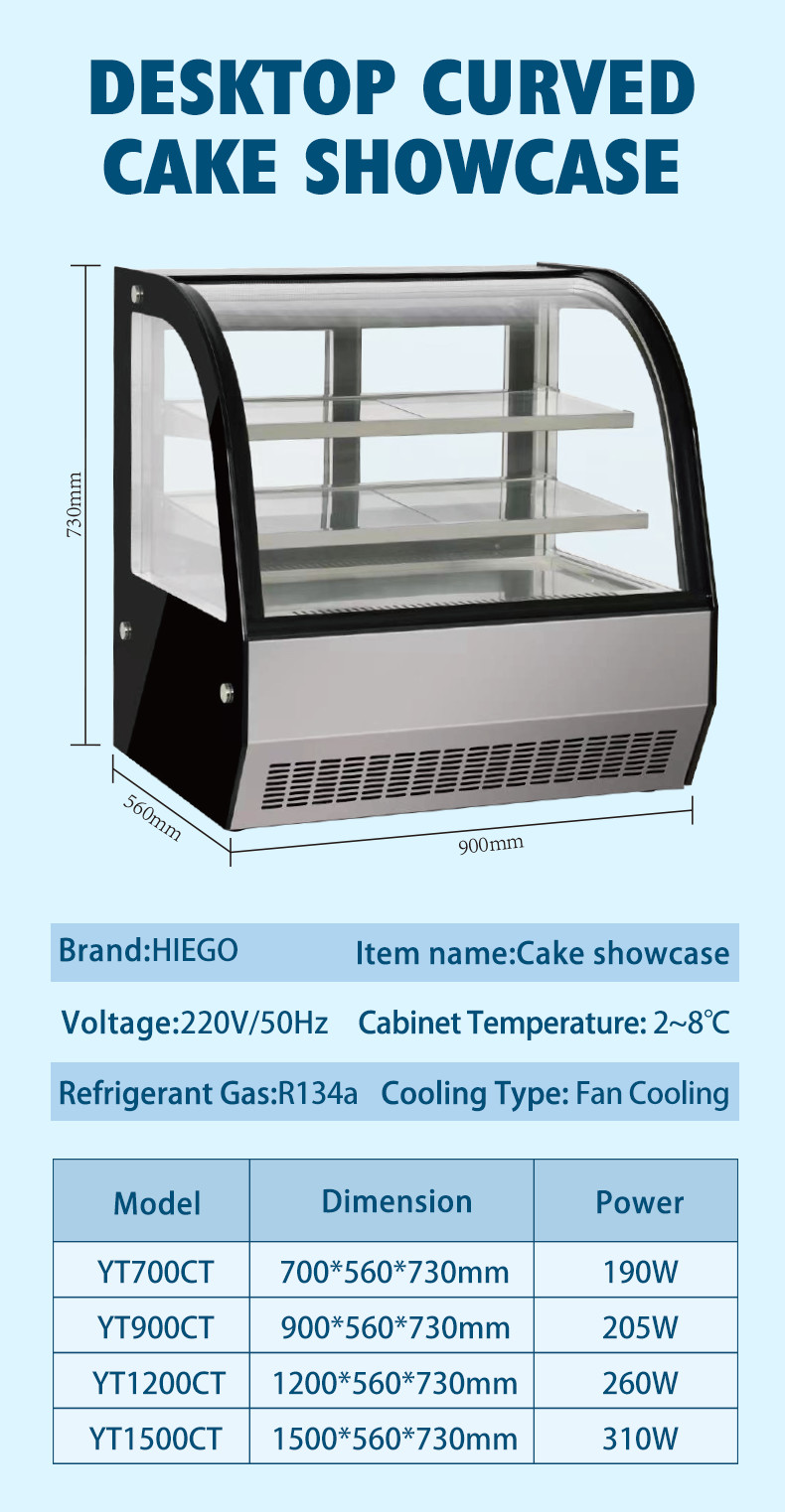 R600a Cake Display Showcase Countertop Desktop Refrigerated Cake Display