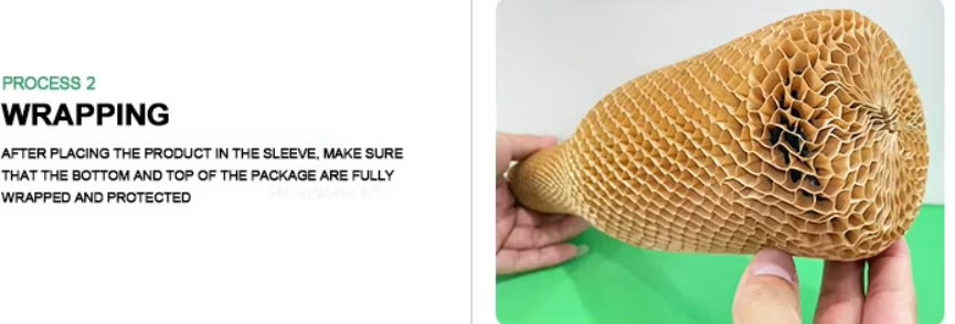 Custom Honeycomb Sleeves Recyclable Honeycomb Cushioning Wrap Flexible For Glass