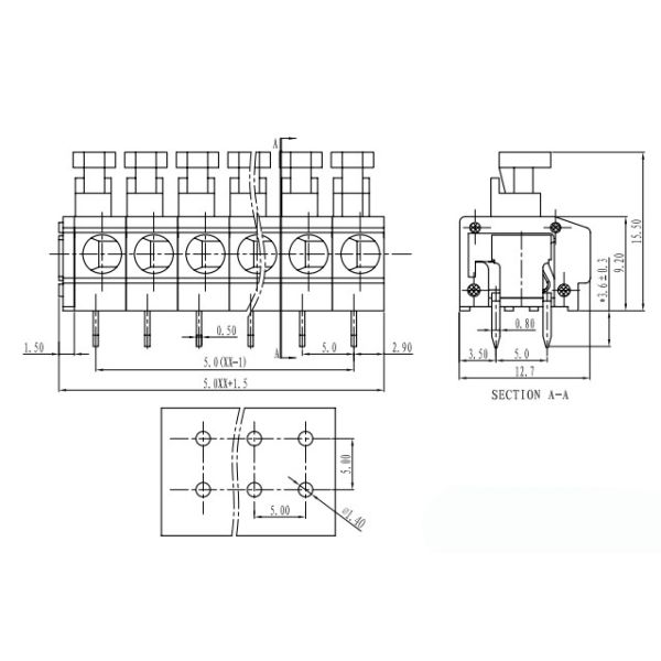 GS235-3.81/5.0 PCB Spring Terminal Blocks High Temperature Electric Connector