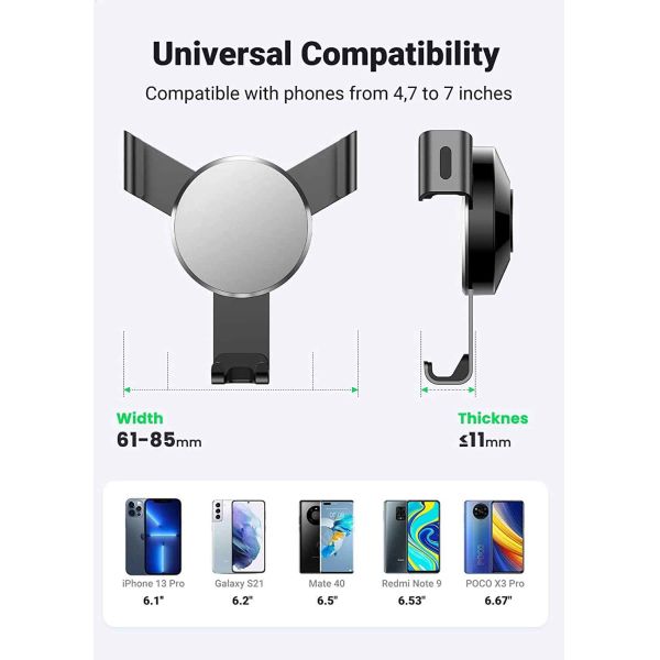 360 Degrees Rotation Air Vent Mount Phone Holder Auto Lock Gravity 85mm