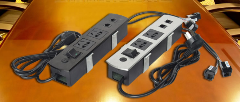 Multimedia Aluminum Alloy Panel Screen Desktop Electrical Outlet , All - In - One Tabletop Solution