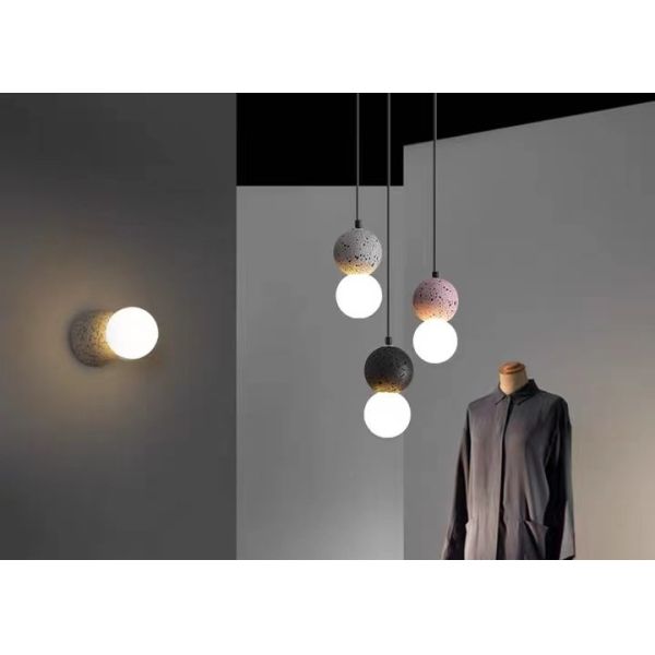 Pink And White Painting Simple Nordic Mordern Light Ball Chandelier Led Cement Wall Lamp Light Glass Balls