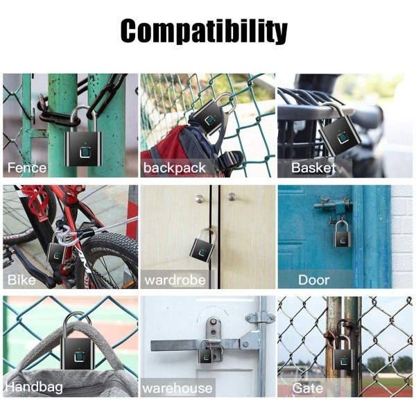 Portable Smart Fingerprint Padlock USB Charging Keyless Quick Unlock Anti Theft
