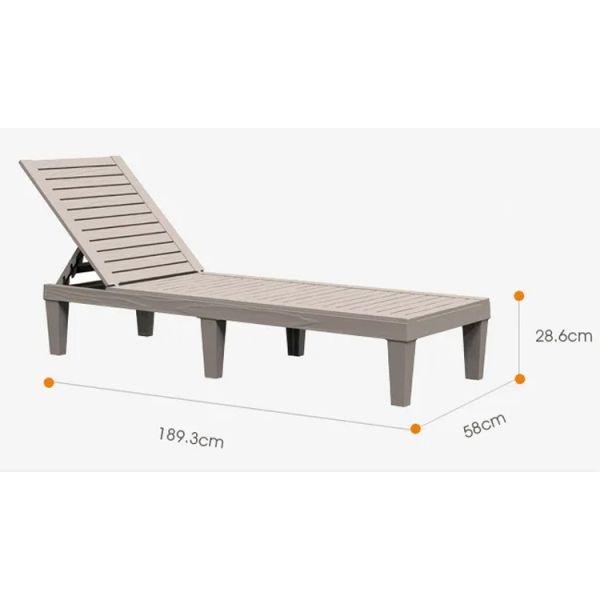 Outdoor Furniture Sun Bed for Swimming Pool Plastic Stackable Chaise Lounge Chair