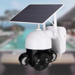 China WiFi 4K Home Security Camera Built In Siren IP65 Weatherproof Solar Powered WiFi Camera on sale