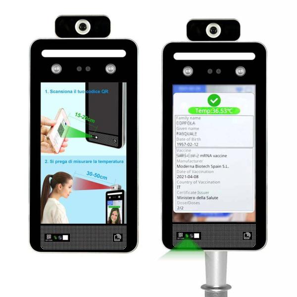 Quality 8 Inch IPS Qr Barcode Reader Face Temperature Measuring Machine for sale