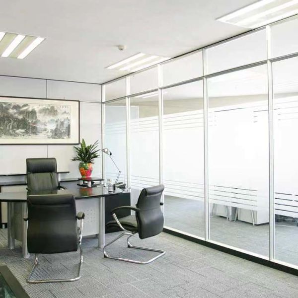 Double Layer Glass Full View Office Wall Partition For Room Dividing