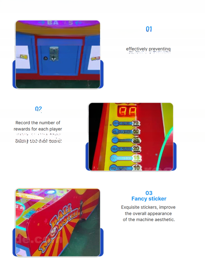 Fun Ticket Redemption Game Machine Coin Operated Ball Monster Game