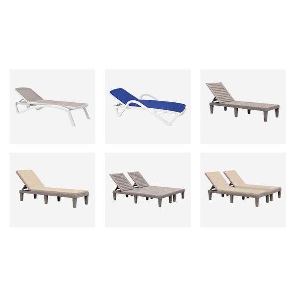 Outdoor Garden Plastic Teslin Stackable Chaise Sun Lounger Chair for Hotel Beach Patio