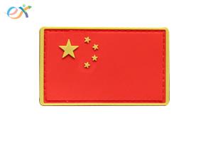 Wholesale Soft PVC Rubber Patch , Military Red china flag patch With Loop and Hook Backing from china suppliers