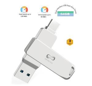 Wholesale Infinites Dual Interface USB Drive USB C+USB3.2 Equipped with USB C/Type-C Interface and USB a/USB 3.2 High-Speed Interfac 64GB from china suppliers