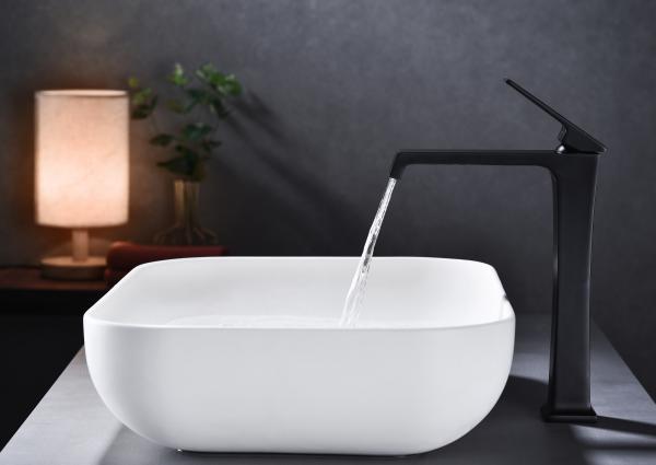 Quality Matte Black Waterfall Bathroom Sink Faucet 0.05-1.6Mpa Water pressure for sale