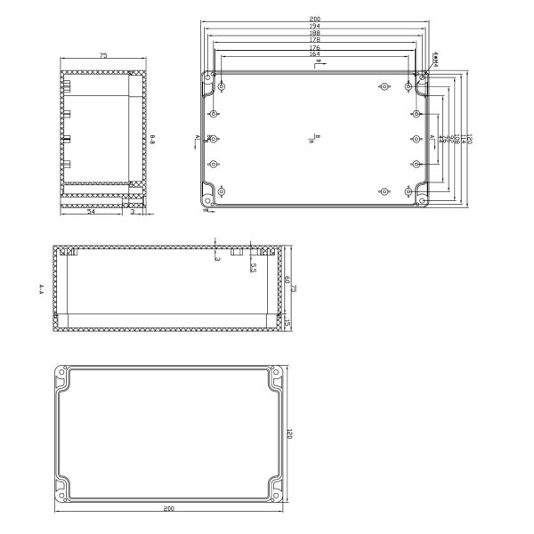 PCB 200x120x75mm 307g Small Plastic Box For Electronics