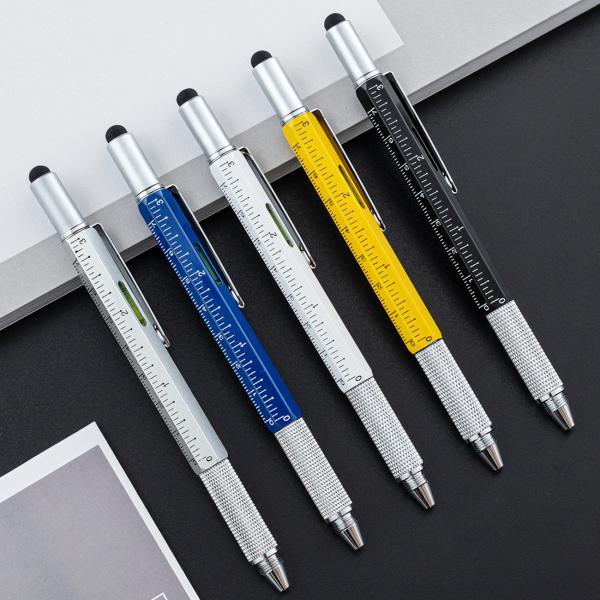 Quality Multifunctional Metal Creative Ballpoint Pen Ruler Screwdriver Touch Screen Gradienter for sale