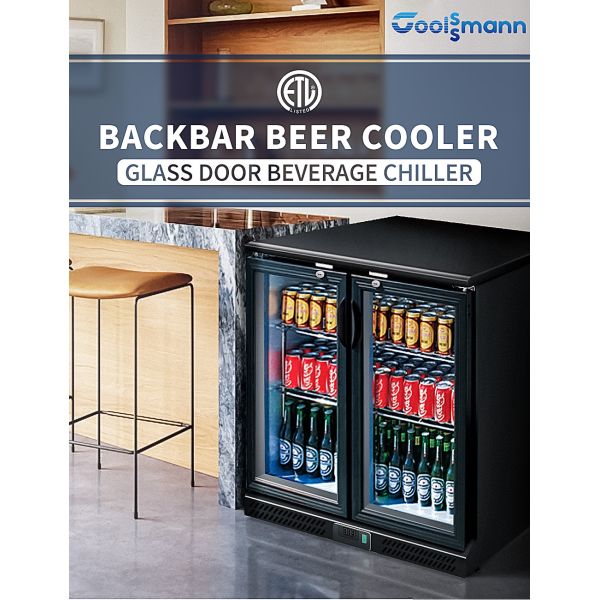 Small Drinks Backbar Cooler Fridge Sliding Door With Roll Bond Evaporator