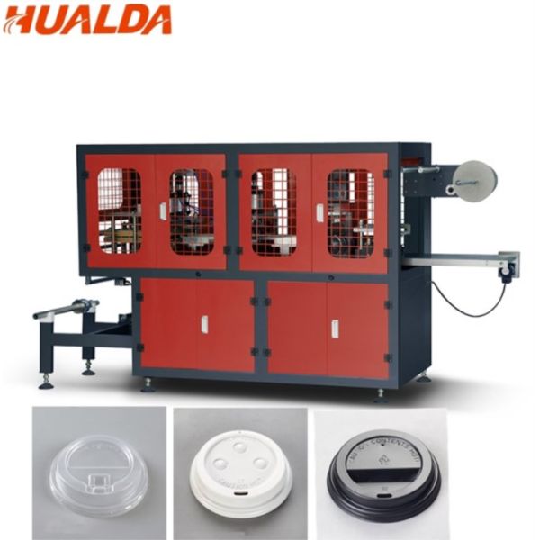 Automatic Coffee Cup Plastic Lid Forming Machine HIPS / PVC Sheet Material